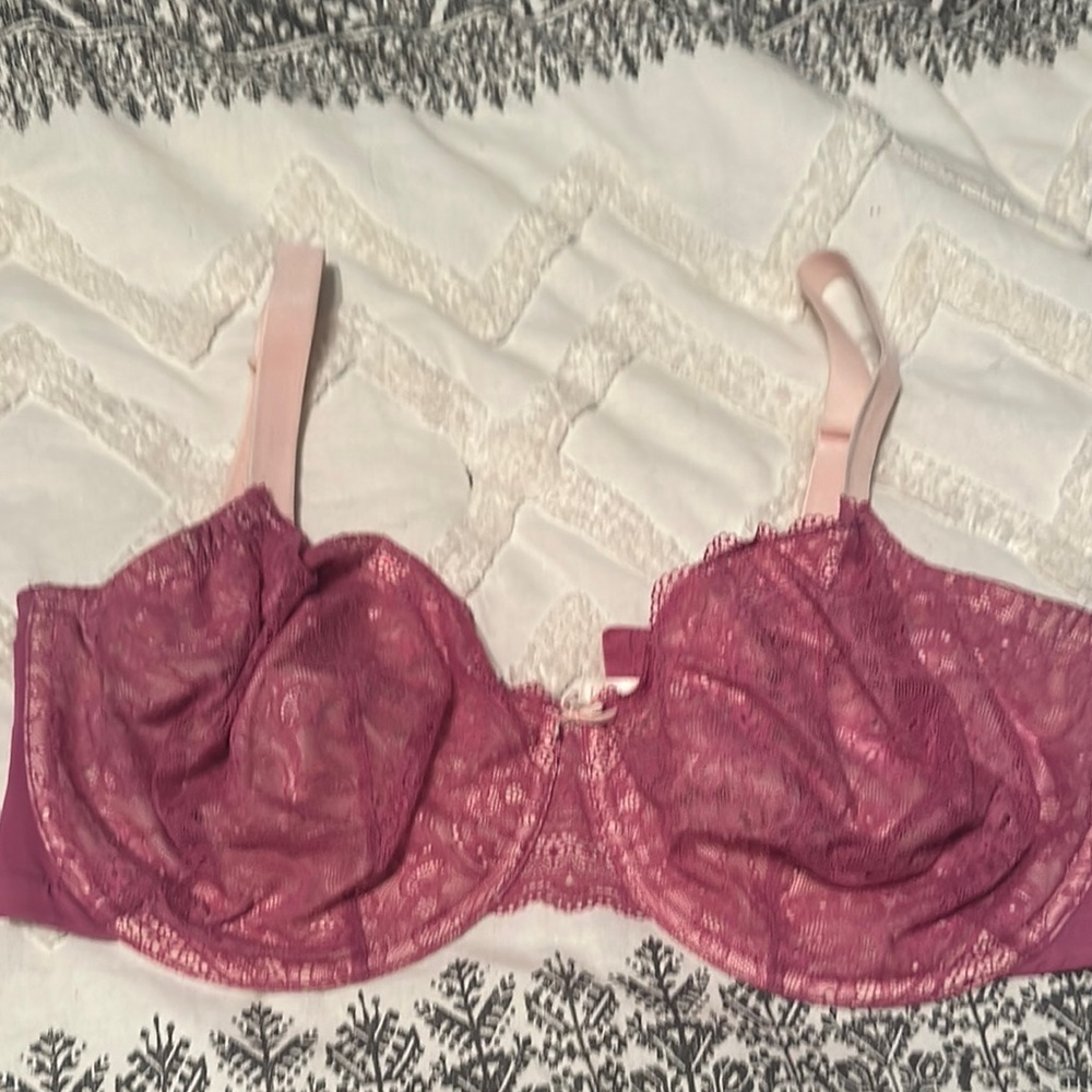 Cacique Lace Underwire Bra - Deep Pink